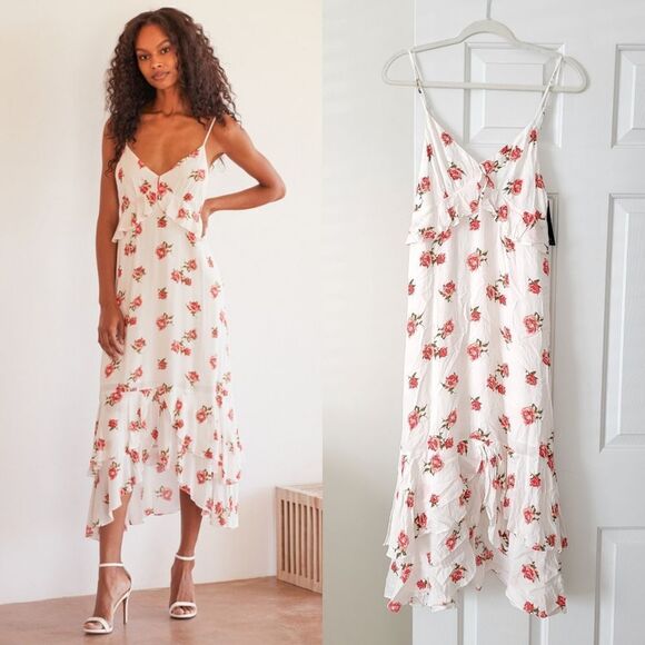 Lulus Catch Your Breeze Floral Midi Dress - Picture 1 of 9